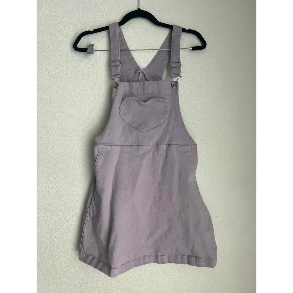 Black Heart Pastel Purple Heart Pocket Denim Overall Dress‎ Cute Romper